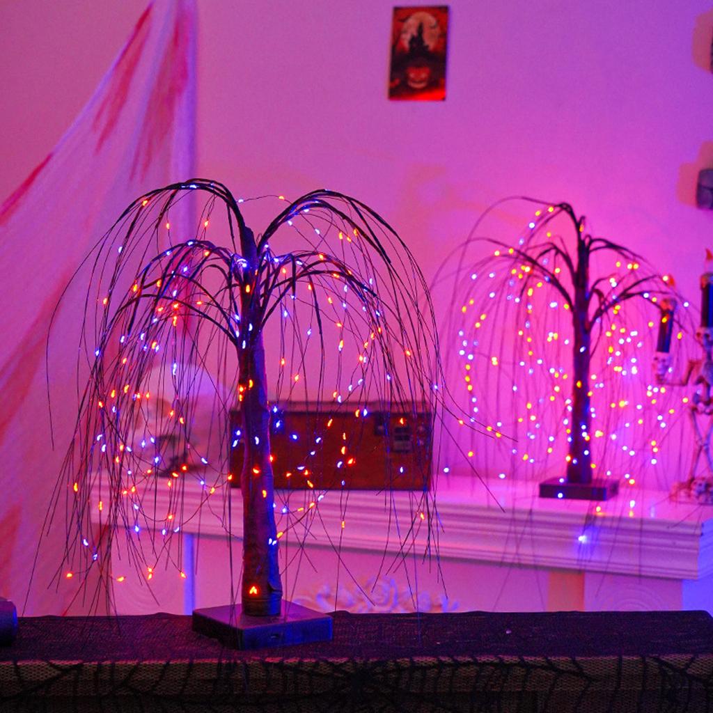 Halloween Tree Lights, Black Halloween Tree With Lights, Outdoor Tree Lights, 23.6 Inch Tree Lights Desktop Decoration