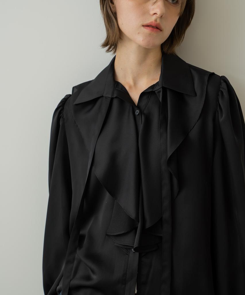 WIOE Mien Ruffle Tie Blouse_Black