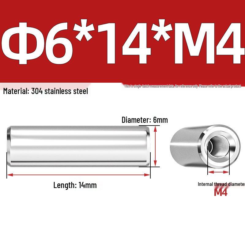 Pin Cilindric din Oțel Inoxidabil 304 cu Filet Interior M4/M6/M8 și Orificiu - Coloană de Suport și Ghidare