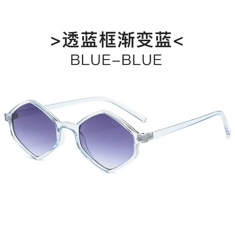 Sunglasses For Women Rhombus Clear Blue Sun Glasses Irregular Vintage Small Frame Goggle Uv400 Ladies