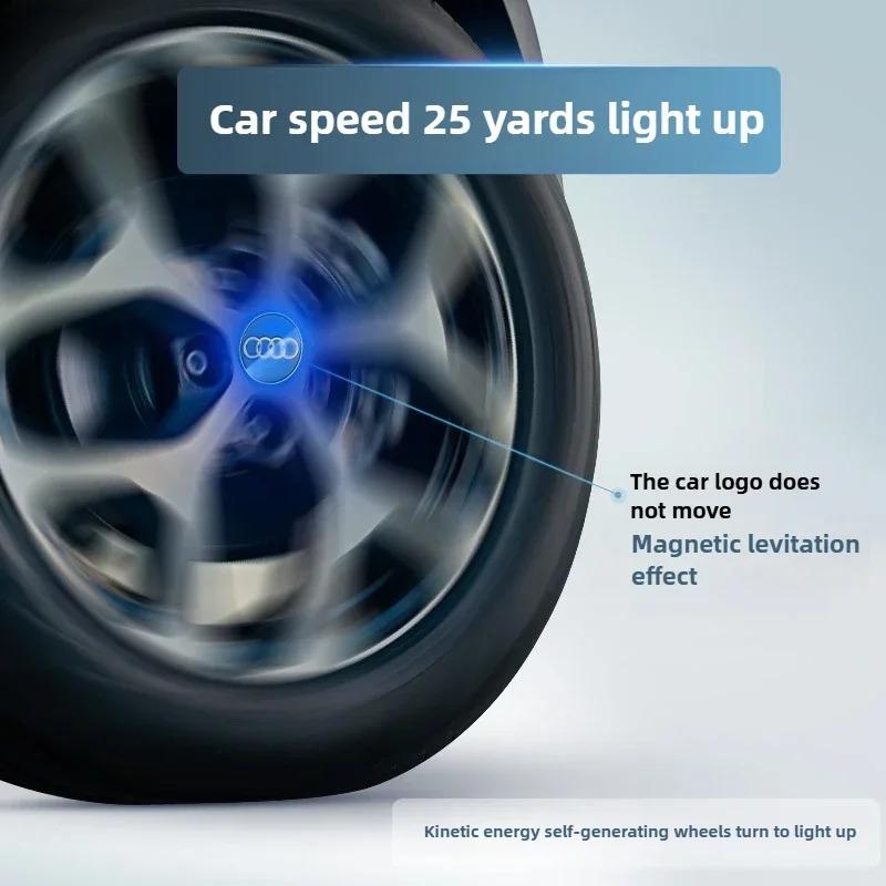 For Audi  A84Pcs 60mm 61mm 69mm LED Wheel Center Hub Cap Light Floating Illuminated Cover for Audi A3 A4 A5 A6 Q3 Q5 Q7 etc