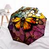 1pc Butterfly StainedGlass Automatic Open/Close Umbrella with Folding feature Compact Travel Umbrella, Lightweight design, for Commuting, Business109