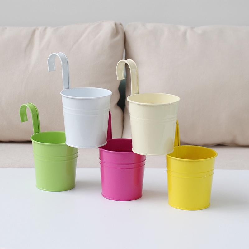 Jardinieră suspendată colorată din fier forjat pentru suculente - Coș detașabil pentru balcon