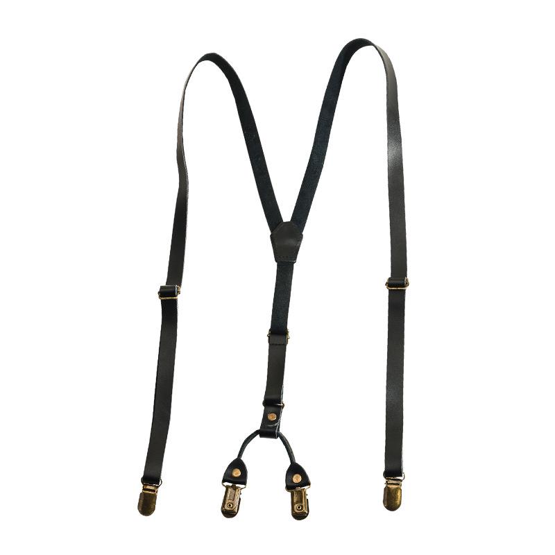 Unisex Non-Slip Retro Leather Suspenders for Pants