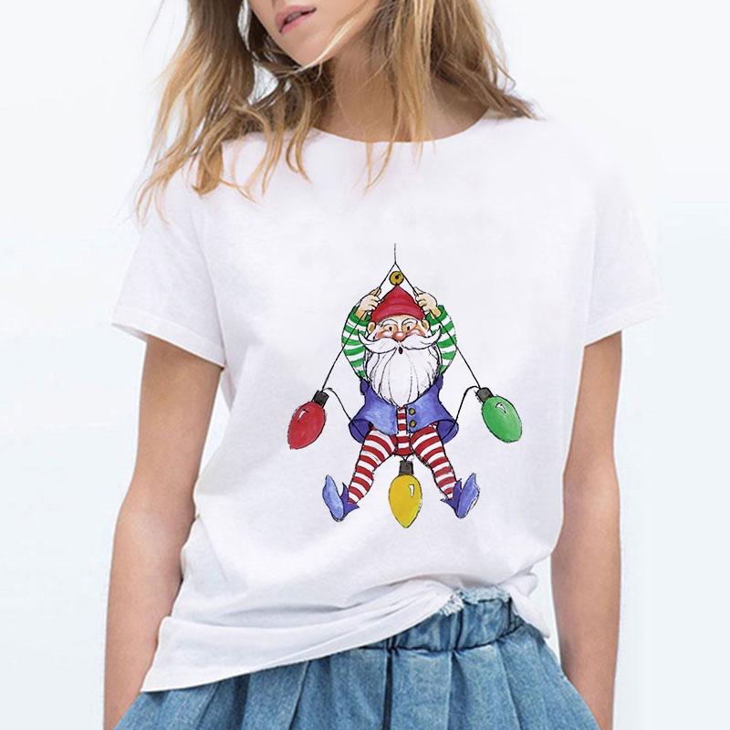 Kpop Clothes Woman Tshirt Christmas Print Female T Shirt Harajuku Funny Streetwear Casual Short Sleeve
