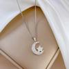 New Titanium Steel No Rust Inlay Cubic Zirconia Stone Moon Star Pendant Necklace for Women Dainty Charm Girls clavicle Necklace