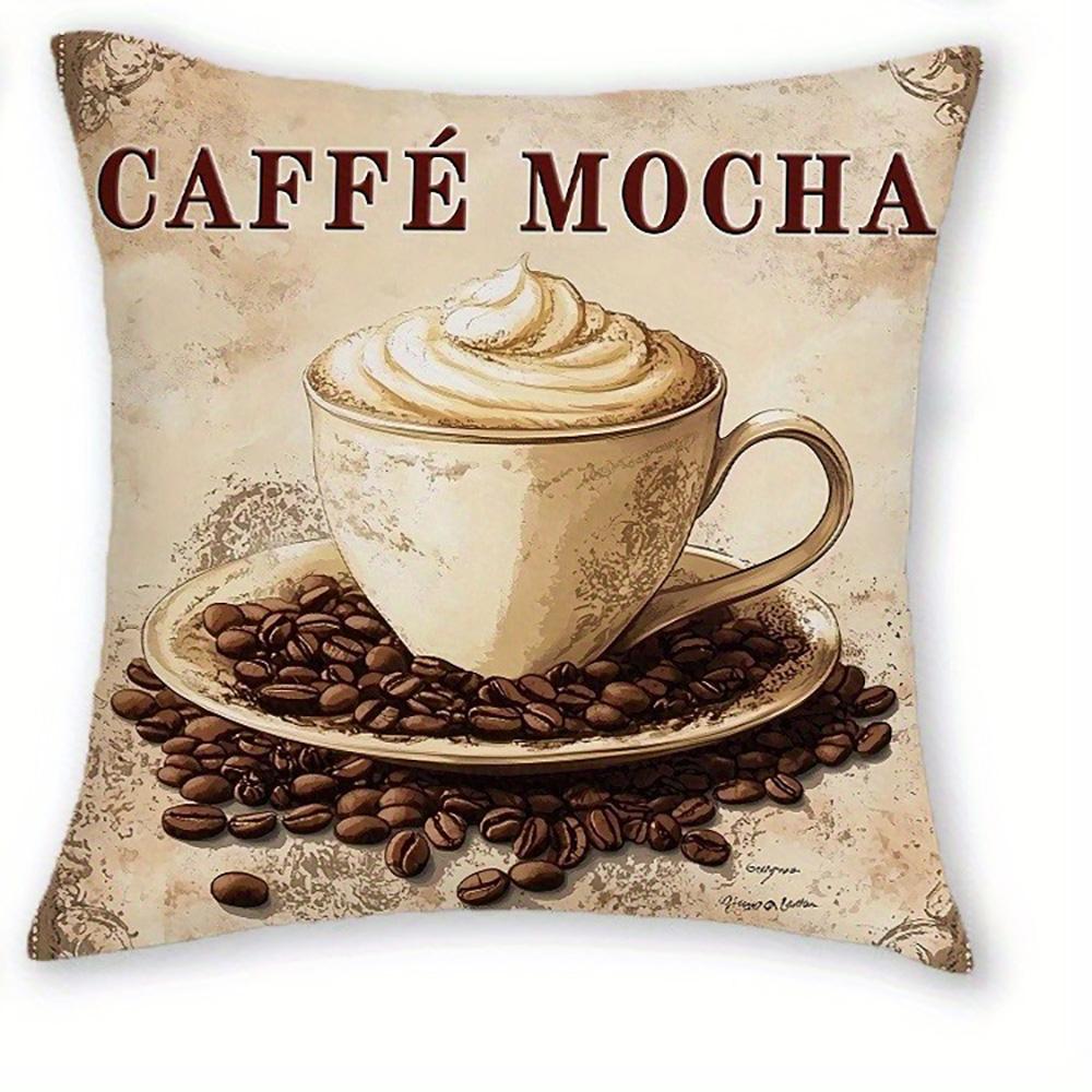 Caffe-Infused Decorative Pillow Covers: Latte, Mocha, Espresso & More Sofa Cushion Cover Home Room Decoration 2D Flat Printing