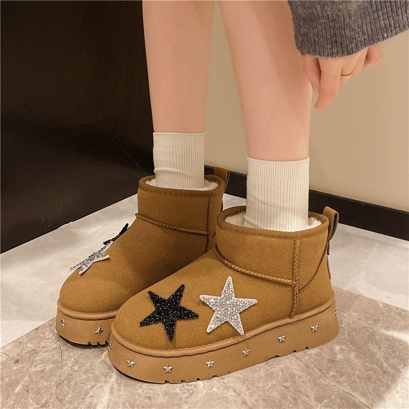 Fashion Round Toe Platform Women's Snow Boots Winter Plush Ladies Shoes Fashion Non Slip Y2k Boot New Rock Hot Chic and Elegant Booties
