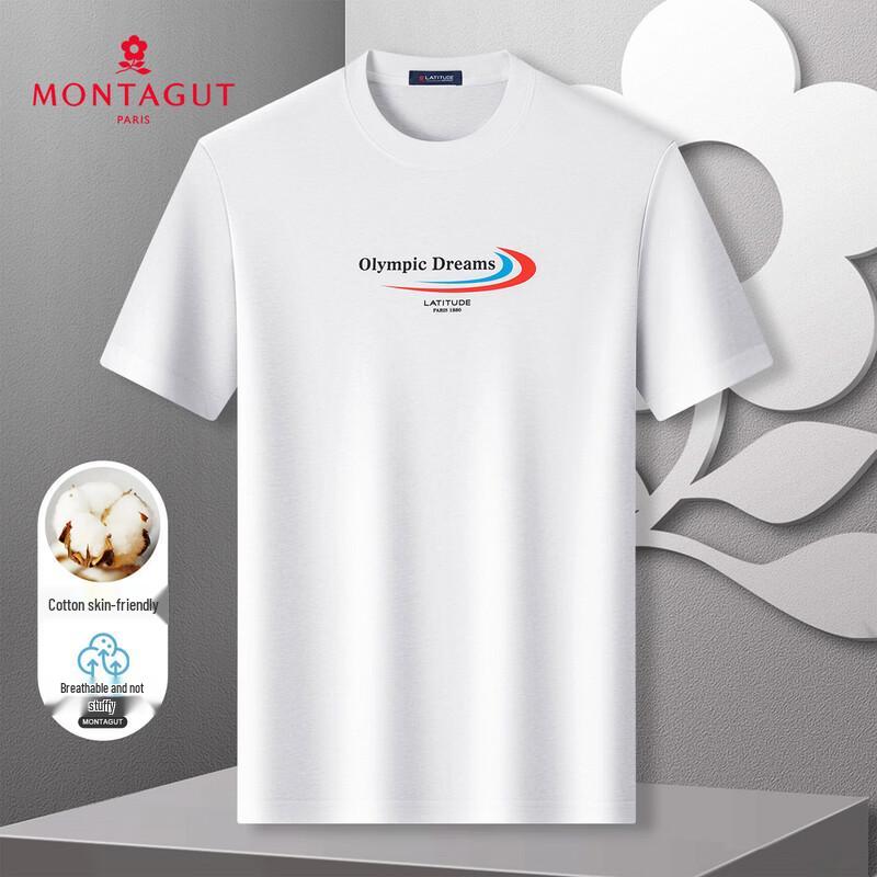 MONTAGUT Men's 100% Cotton Short Sleeve Round Neck T-Shirt