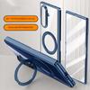 Metal Ring Holder Magsafe Magnetic Phone Case for Samsung Galaxy Z Fold 7 Spring Hinge with Tempered Glass Film Protection Cover