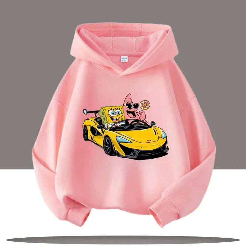 Podzim Zima Spongebob v kalhotách Tištěné Mikiny Ležérní Teplé Sportovní Dlouhý Rukáv Dětské Chlapecké a Dívčí Dětské Unisex Mikiny s Kapucí