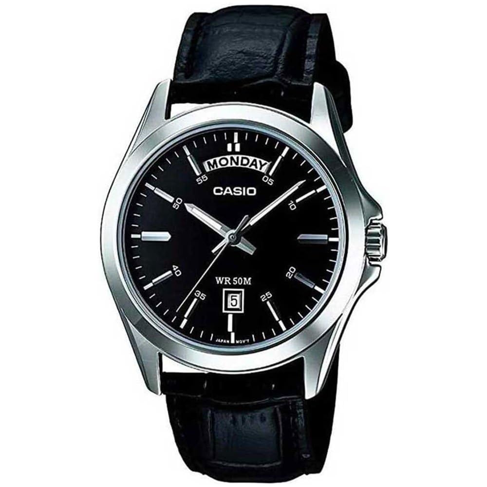 Casio Classic MTP1370L-1A Leather Strap Analog Watch Black Dial Water Resistant