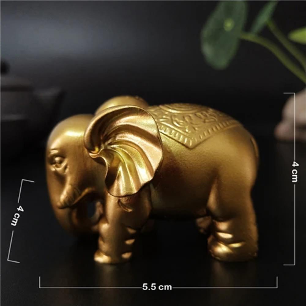 Gold Elephant Statue Sculpture Carved Craft Animal Elephant Figurines Ornament For Home Office Desktop Decoration Garden Statues