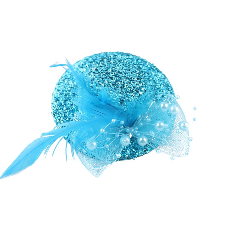 1Pc Headwear Hair Accessories Fascinator Hat Feather Flower Girl Pearl Beaded Decor Hair Clips Children's