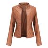 Stand-up Collar Leather Jacket Women's New Leather Jacket Women's Jacket Slim Thin Small Coat Women's Motorcycle Clothes
