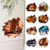 3D Christmas Mouse Sticker Hole Wall Sticker, Waterproof PVC Decal, Creative Festive Scene Easy Apply for Holiday Living Room And Bedroom Decor Art