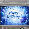 2D Happy Birthday Light Blue Glitter Backdrop Banner Party Photo Background