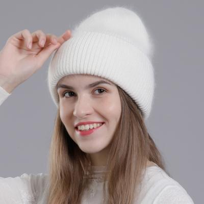 Cappello in Vera Pelliccia di Coniglio Inverno Caldo Berretti per Donne Moda Carino con Cappello di Strass Decorativo Femminile Casual Cappelli Lavorati a Maglia