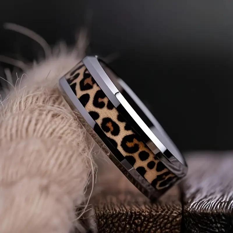 Leopard Print Titanium Steel Ring - Unique Design for Couples
