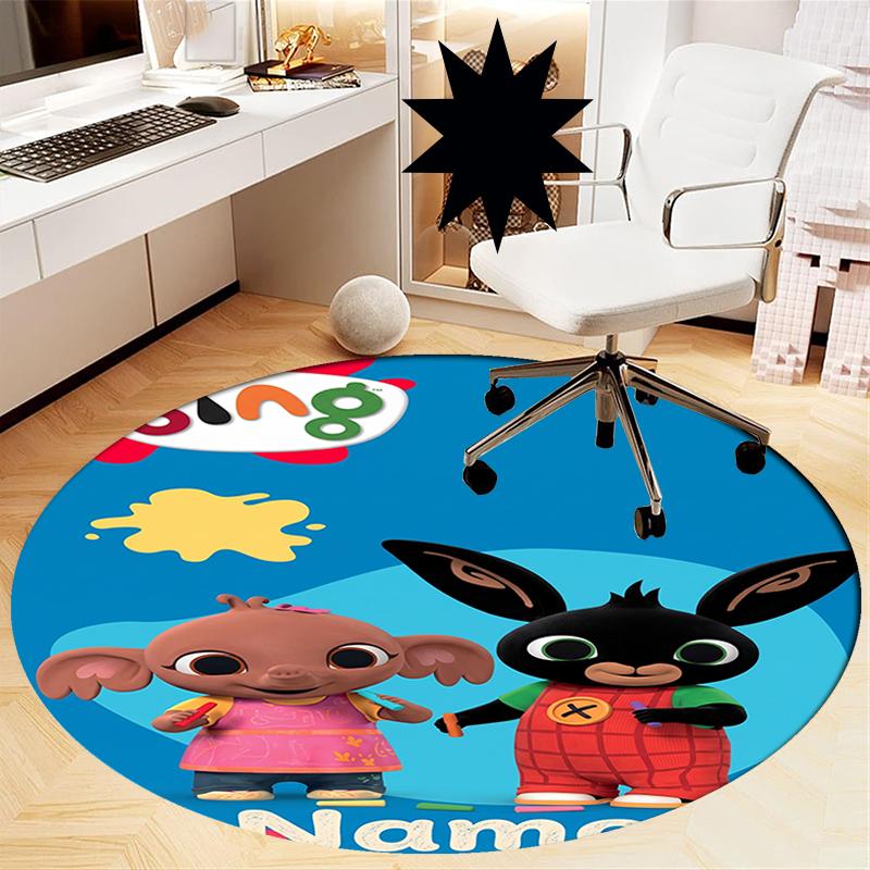 Custom Name Bing Printed Round Rug Carpet Chair Rug Area Rug Entryway Doormats,for Office Chair Living Room Bedroom Kitchen Room.