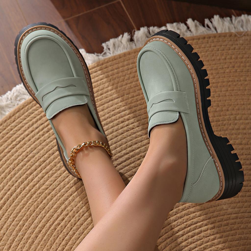 Spring and Autumn Loafers Casual Matte British-style Women's Shoes with Thick Heels and Thick Soles Retro Women's Shoes