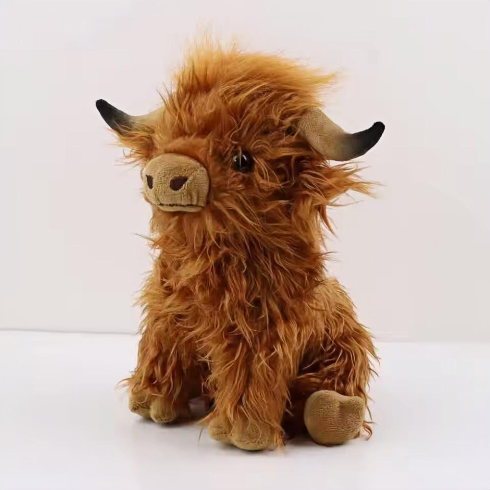 25cm Simulation Highland Cow Plush Animal Doll Soft Stuffed Highland Cow Plush Toy Kawaii Kids Baby Gifts Toy Home Room Decor