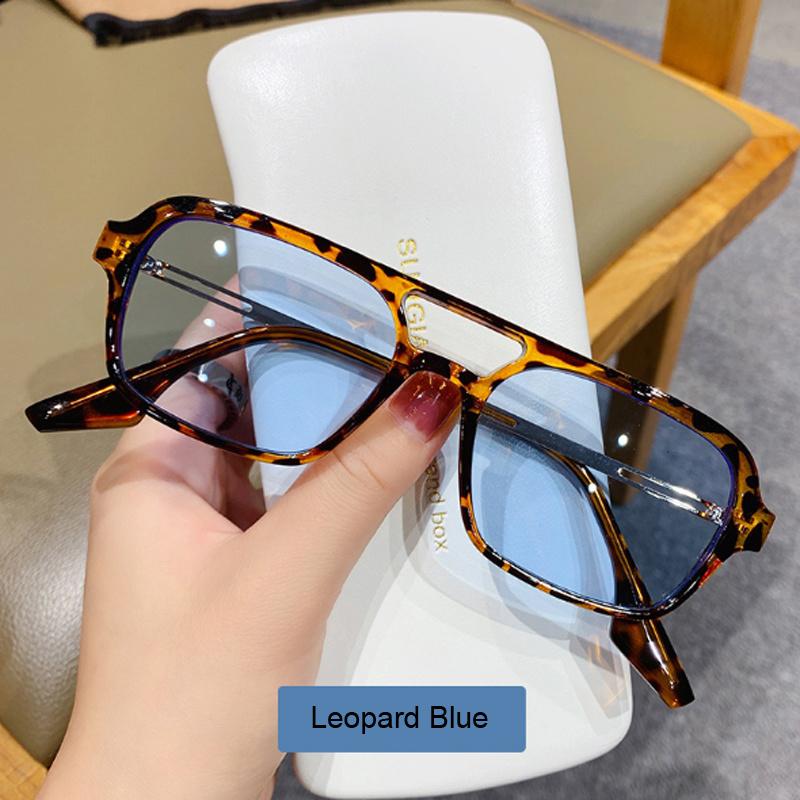 

New Square Sunglasses Man Woman Vintage Blue Leopard Sun Glasses Male Female Clear Lens Fashoin Retro Brand Eyeglasses Other