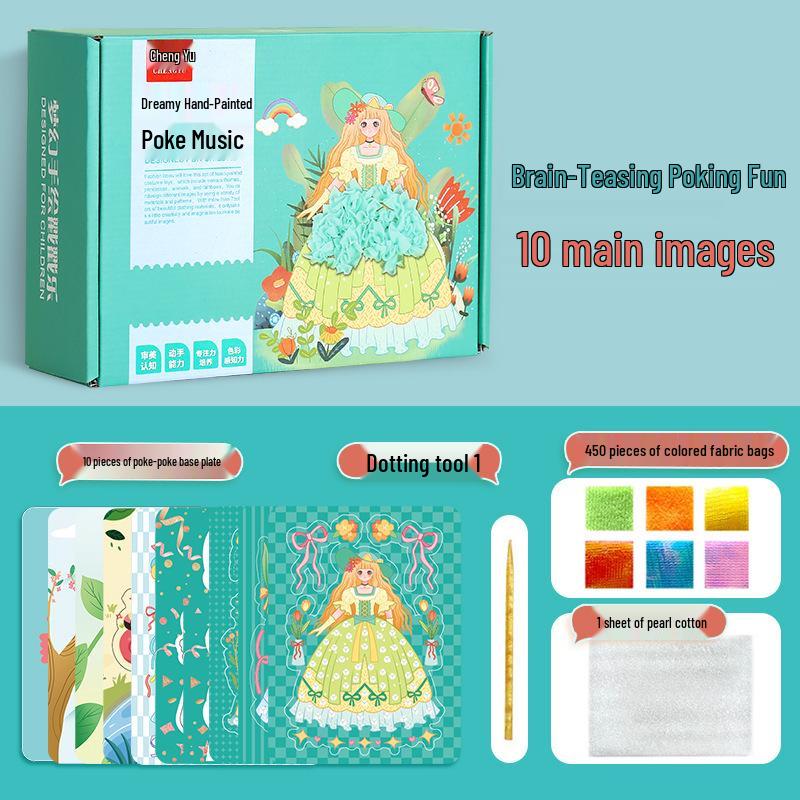Dreamy Princess Dress-Up Sticker Book: DIY Hand-Painted Poke-a-Dot Set with 6 Educational Paintings for Girls