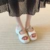 Thick-soled slippers women's summer new light luxury 2025 women's shoes cool slippers wear retro open-toed muffin bottom slippers women
