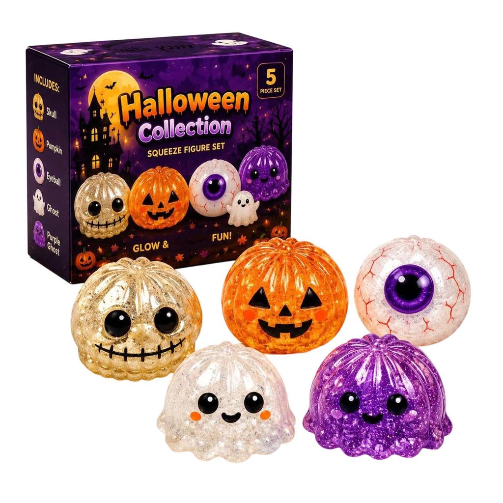 5 Pack Halloween Stress Buns Toy - 8.5cm Soft Pull for Party Favors