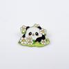 Personalized Cartoon Panda Brooch: Cute Green Bamboo Alloy Pin for Backpack & Clothing Decoration