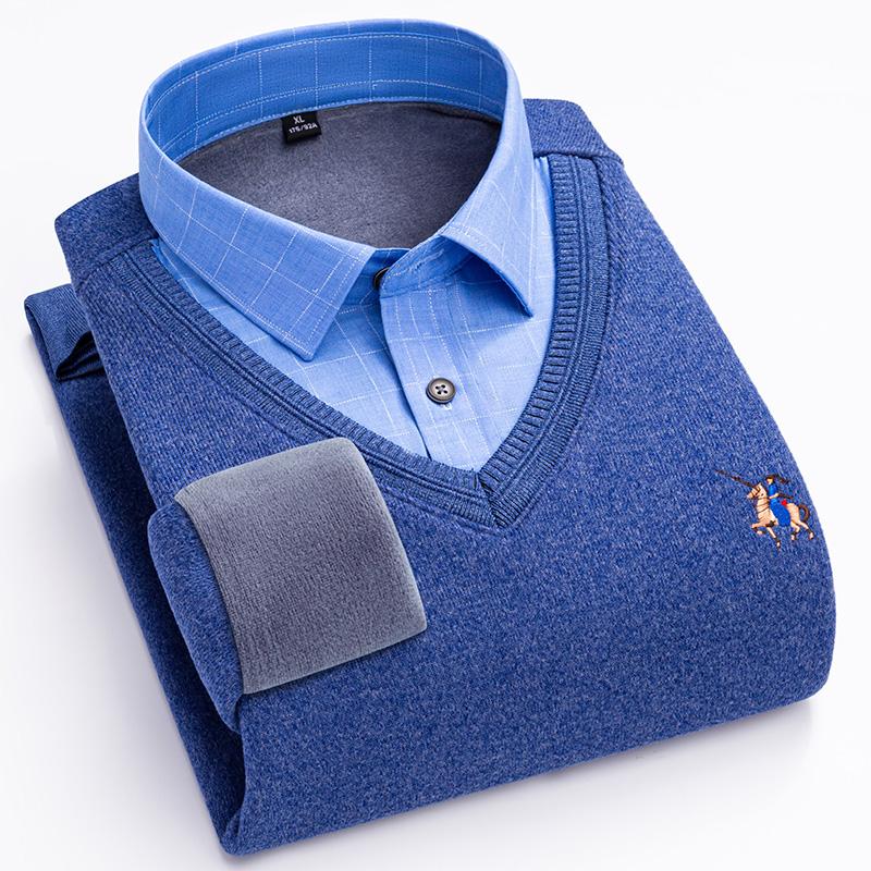 High-quality, thickened men's long-sleeved shirt for cold resistance and warmth, casual and fashionable for the street in winter