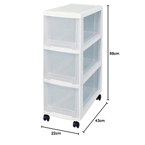 Tenma Küchenschrank schmal, Weiß, 3 Etagen, 22cm breit x 43cm tief x 69cm hoch