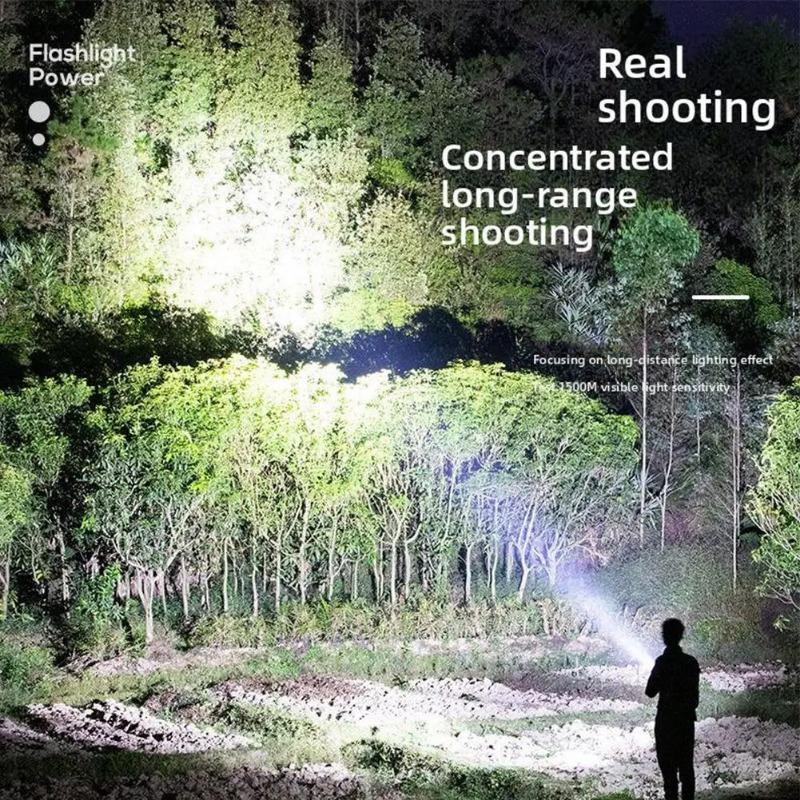 8LED High-power Flashlight Strong Light Rechargeable Camping Dimming Multi-gear LED Low Light Reminder Battery Torch Portab P2S0