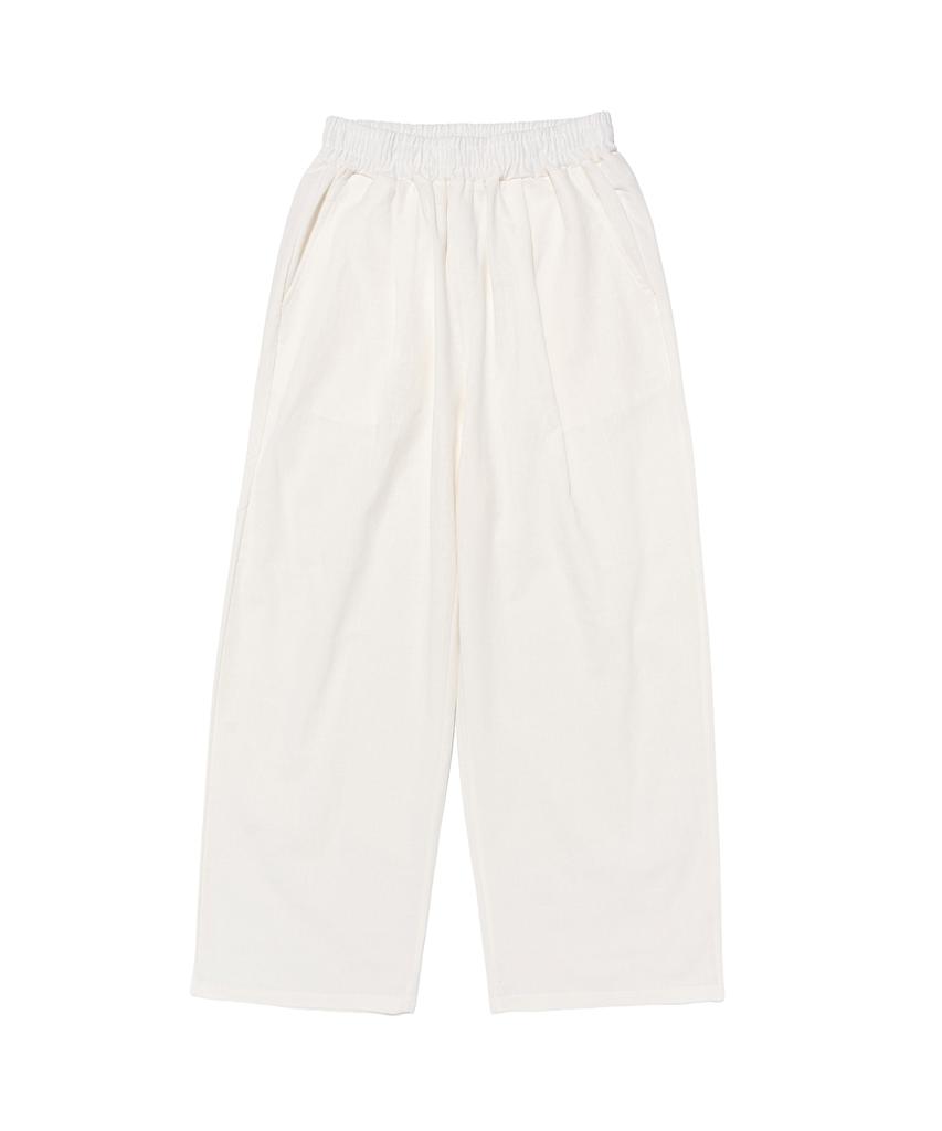 CARGOBROS Linen-Like Pintuck Wide Shorts (White)