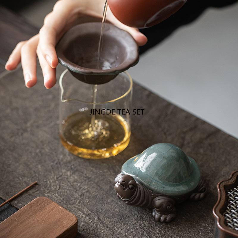 Juego de Té Tortuga Cerámica Filtro Estatuas de Animales Lindas Decoración del Hogar Juego de Té Kung Fu chino