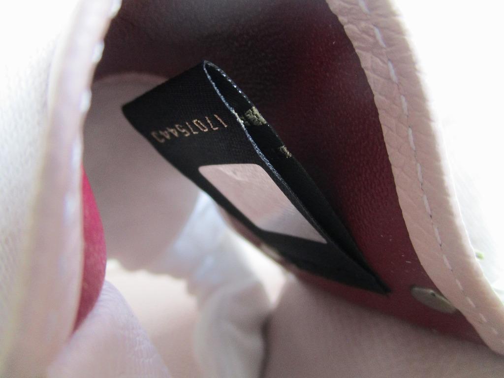 Authentic BVLGARI Light Pink Leather Logo Clip 6 Pics Key Chain #b031  Open Box