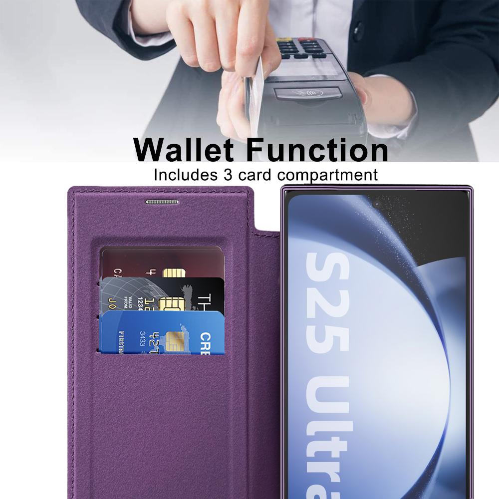 For Samsung Galaxy S22 S23 S24 S25 A16 A15...series.Yadun Small Fragrance Magnetic Leather Case-RFID-Blocking Card Slots & Wireless Charging Supported