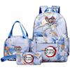 3 Stück/Set Anime Demon Slayer Aufdruck Rucksack Handtasche Federmäppchen für Teenager Schüler Mädchen Junge Schultasche Damen Große Kapazität Wasserdicht Reise Tasche