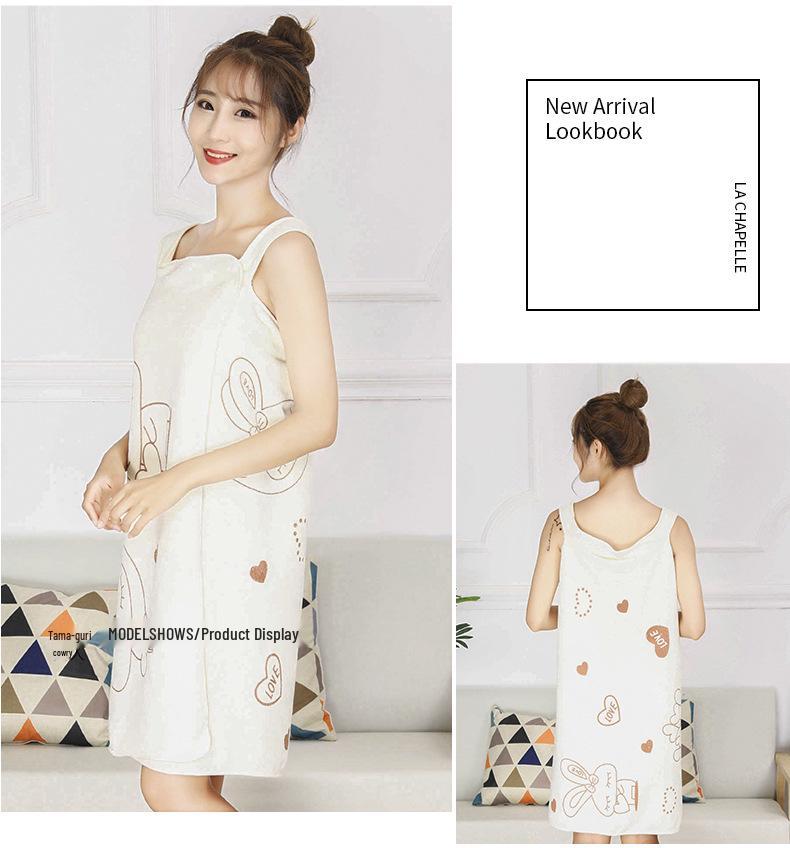 Women's Cartoon Print Anti-Exposure Bath Skirt Towel - Versatile Wear for Beach, Beauty Salon, and Steaming