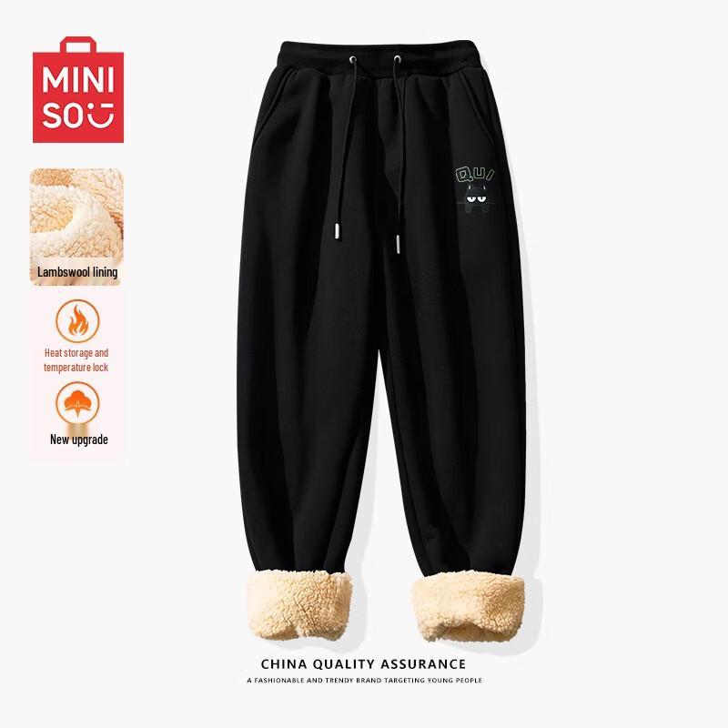 

MINISO Men s Lamb Fleece Lined Cuffed Sweatpants 3XL