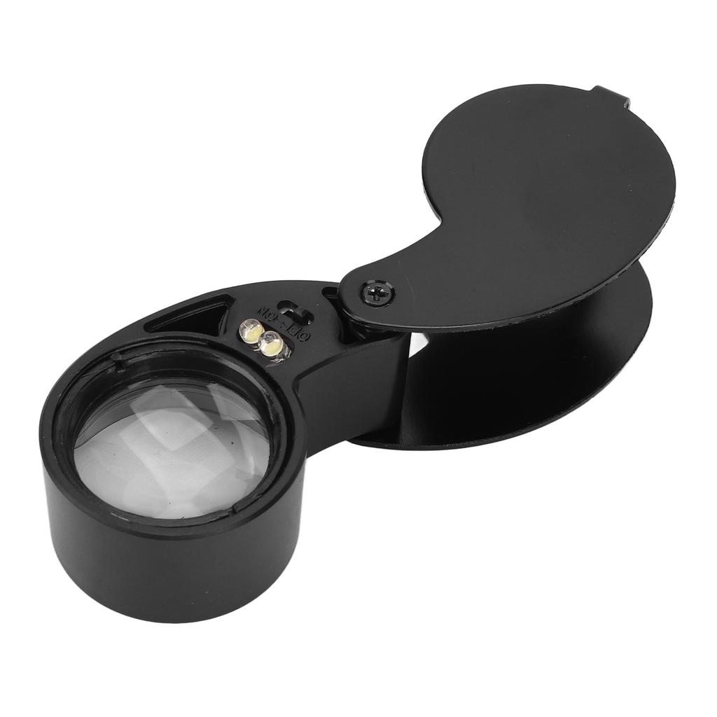 40X Magnifier Loupe LED Lights High Transmittance Portable Jewelers Loupe with Aluminium Alloy for Elderly