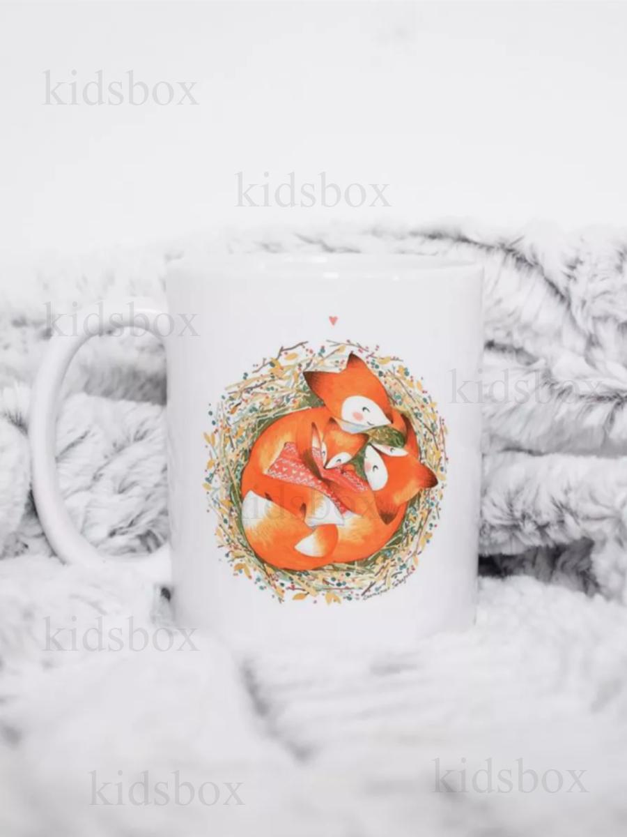 

Кружка Лис с принтом керамическая чашка 330 мл 9.5 білий