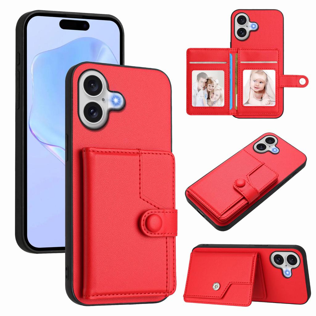 For iPhone 17 Case RFID Blocking Card Holder Kickstand TPU + PU Leather Phone Back Cover