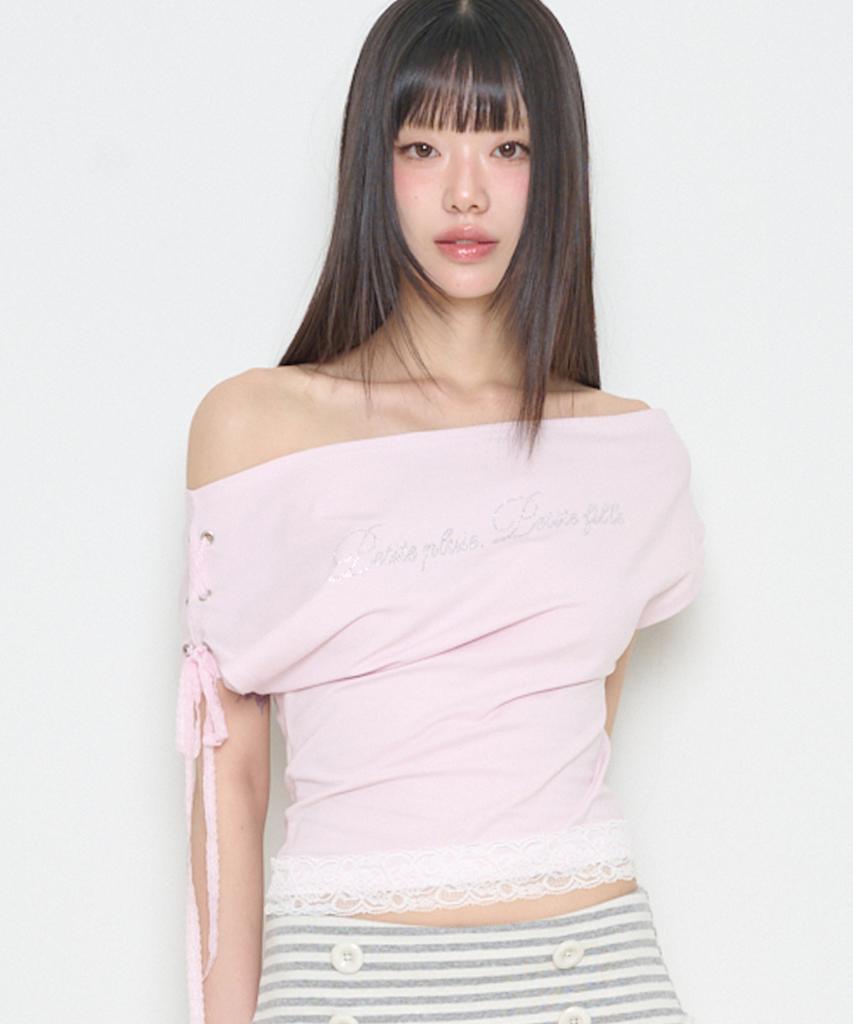 ILLIGO Lace-Trimmed T-Shirt Pink