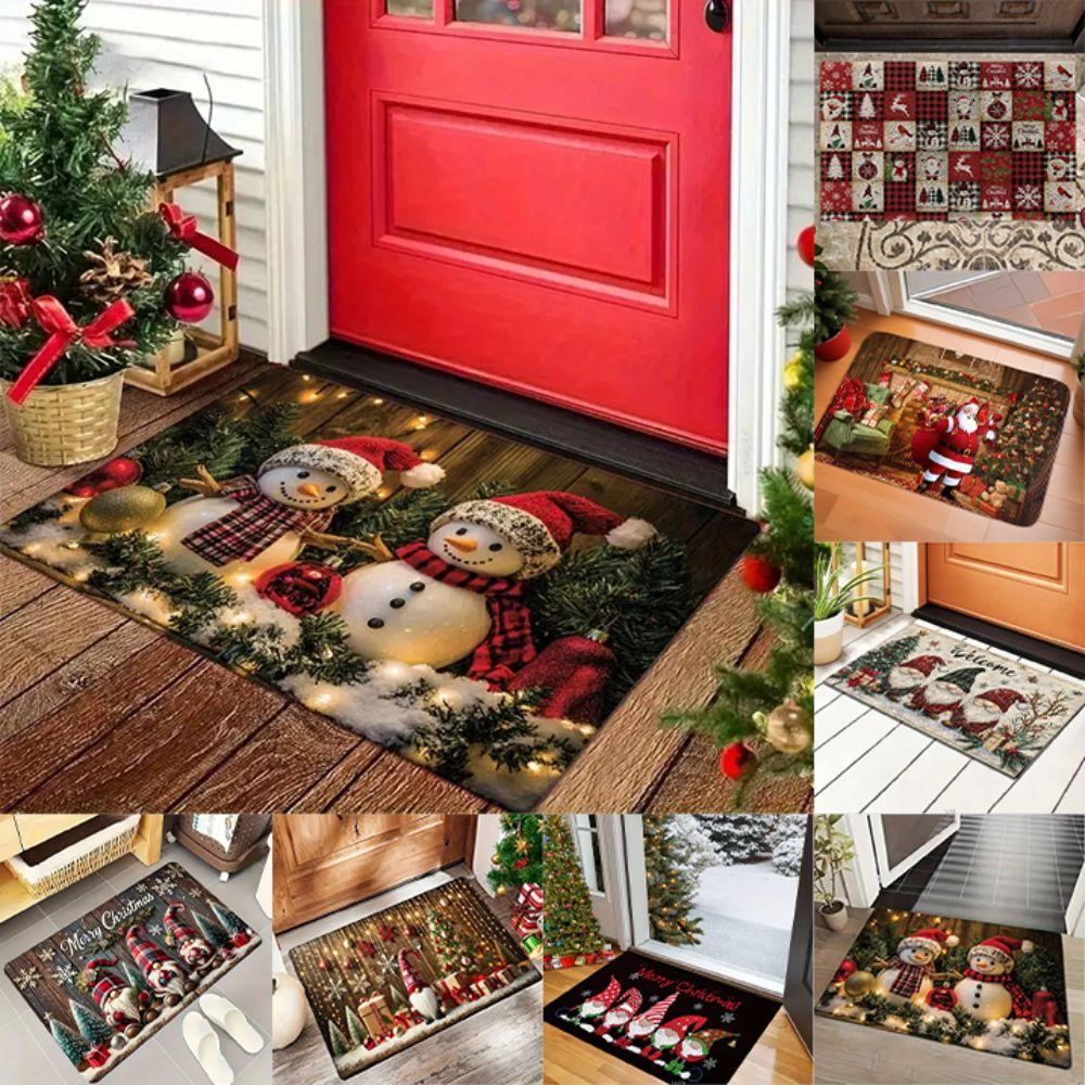 Quick Dry Xmas Non-slip Area Bath Rug Square Toilet Entrance Mud Mat Christmas Decorations