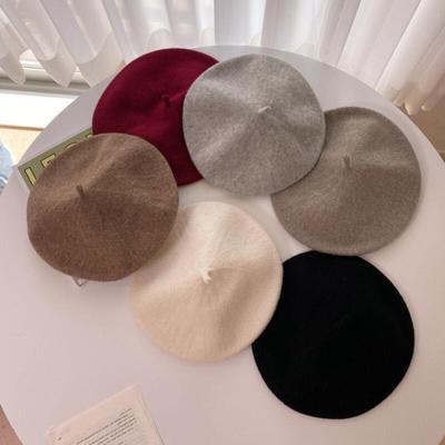 6-color Basic Beret, Wool Plain Knit, Baker's Hat