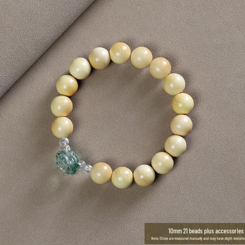Small Leaf Boxwood Rosary: 108 Solid Wood Buddhist Beads Unisex Bracelet - High Density Sinking Wood