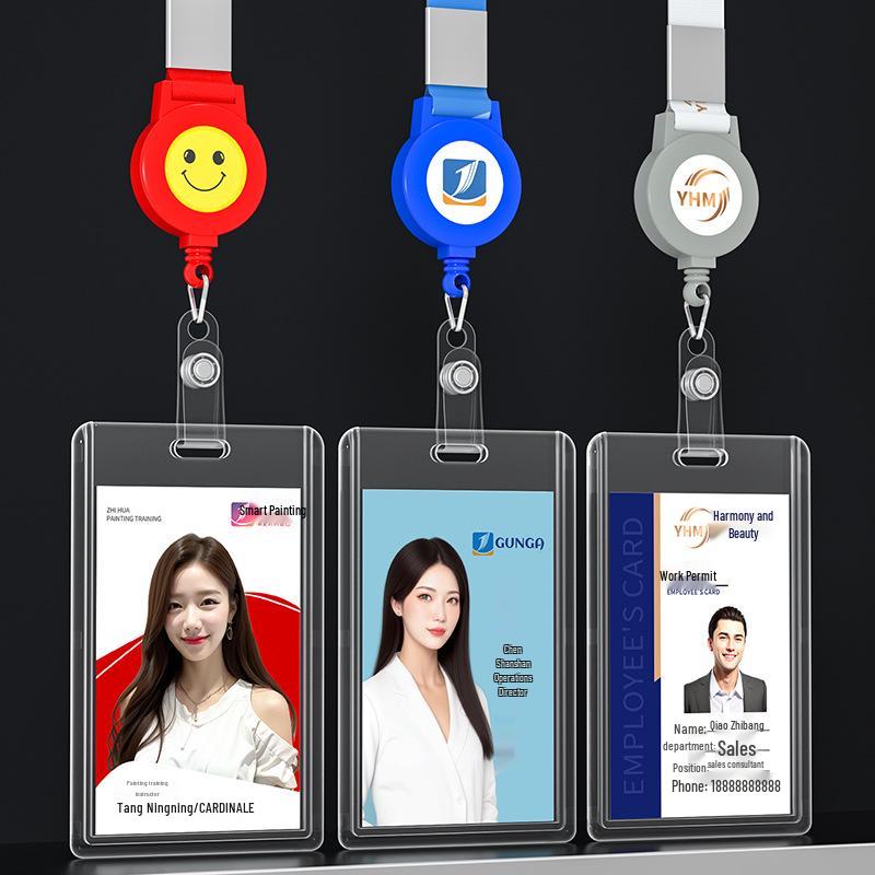 Acrylic Stretchable Badge Holder with Retractable Lanyard for Student or Employee ID Cards