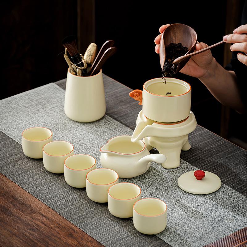 Light Luxury Artifact, Luxury Home Automatic Tea Set, Ceramic Teapot, Lazy Kung Fu Tea, Ru Kiln Teacup